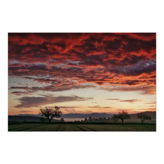 Red Sky Schöne Landschaft Poster (Vorderseite)
