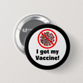Red Slash Covid-19 Ich Got meinen Impfvirus Black Button (Vorne & Hinten)