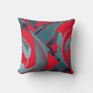 Red Slate Seafoam Lush Blätter Abstraktes Art Desi Kissen