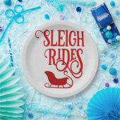 Red Sleigh Rides Holiday Party Pappteller (Party)