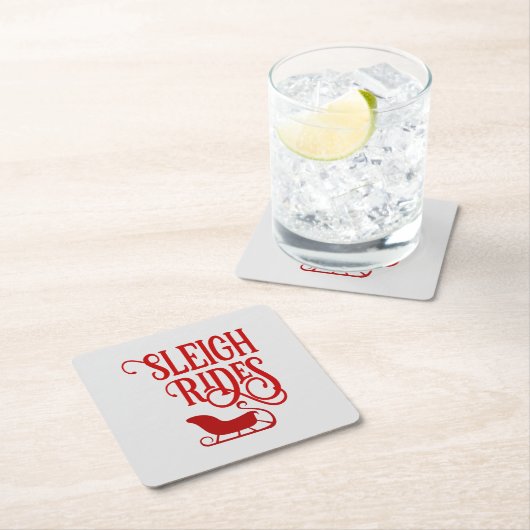 Red Sleigh Rides Holiday Rechteckiger Pappuntersetzer (Vor Ort)
