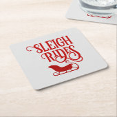 Red Sleigh Rides Holiday Rechteckiger Pappuntersetzer (angewinkelt)