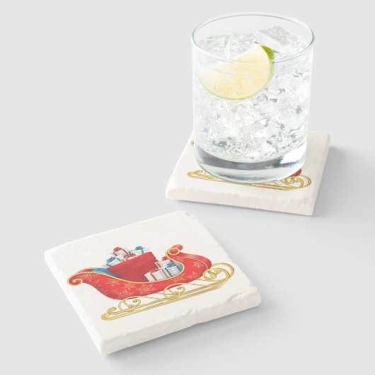 Red Sleigh Stone Untersetzer