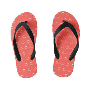 Red Smile Pattern Kid's Flip Flops Kinderbadesandalen