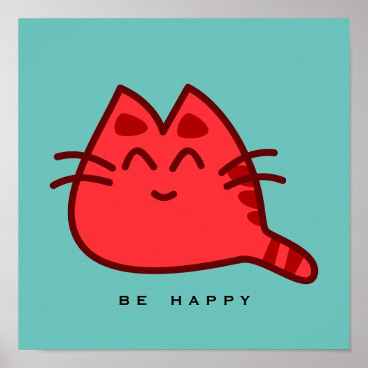 Red Smilly Kitty Cat Poster (Vorne)