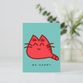 Red Smilly Kitty Cat Postkarte (Stehend Vorderseite)