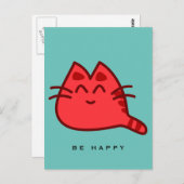 Red Smilly Kitty Cat Postkarte (Vorne/Hinten)