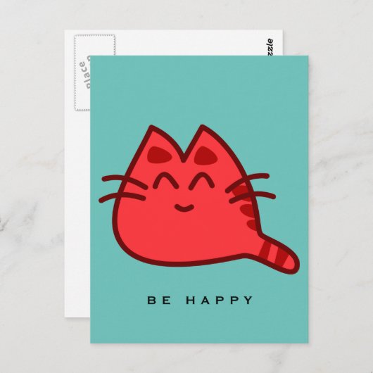 Red Smilly Kitty Cat Postkarte (Vorne/Hinten)