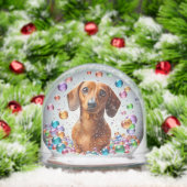 RED SMOOTH COAT DACHSHUND SNOW GLOBE SCHNEEKUGELN (Weihnachten)
