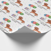 Red Smooth Coat Dackel Cartoon Dog - Geburtstag Geschenkpapier (Ecke)