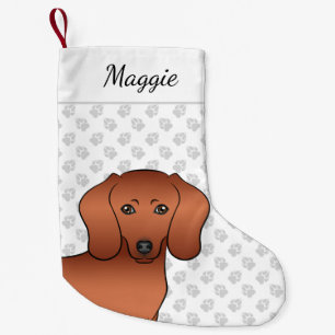 Red Smooth Coat Dackel Niedlich Cartoon Dog Head Kleiner Weihnachtsstrumpf