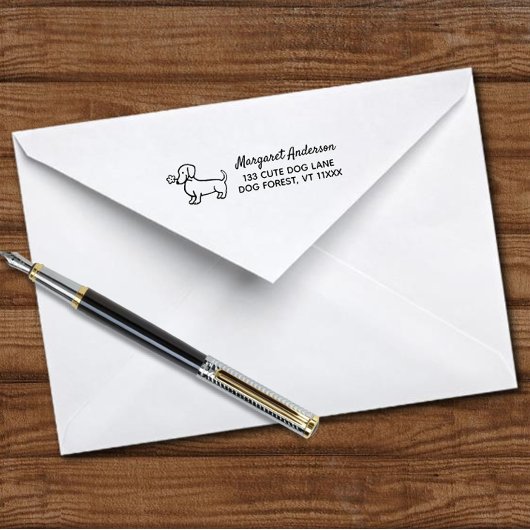 Red Smooth Dackel Tiny Blume Rücksendeadresse Permastempel