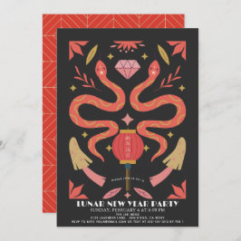 Red Snake 2025 Lunar/Chinesisches New Year Party Einladung