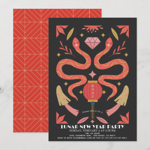 Red Snake 2025 Lunar/Chinesisches New Year Party Einladung