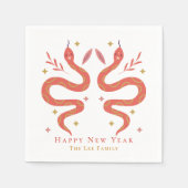 Red Snake & Mushroom Chinesisches Neujahrsfest-Par Serviette (Vorderseite)