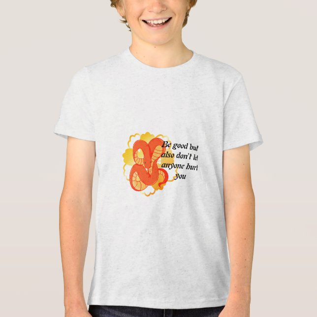Red Snake on a Golden Blume" | Einzigartig und lux Tri-Blend Shirt (Vorderseite)