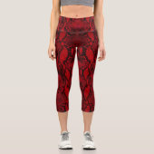 Red Snake Skin Print New Capri Leggings (Vorderseite)
