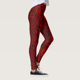 Red Snake Skin Print New Leggings