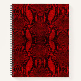 Red Snake Skin Print Spiral Notebook Notizblock