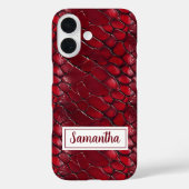 Red Snakeskin Personalisiert Name Animal Print Case-Mate iPhone Hülle (Rückseite)