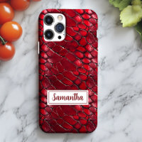 Red Snakeskin Personalisiert Name Animal Print