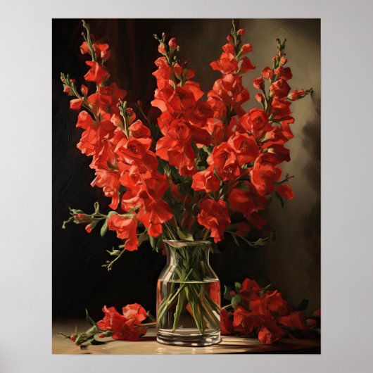 Red Snapdragon Blume Art Print Poster (Vorne)
