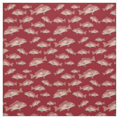 Red Snapper Fish Pattern Red Sewing Fabric Stoff (Muster)