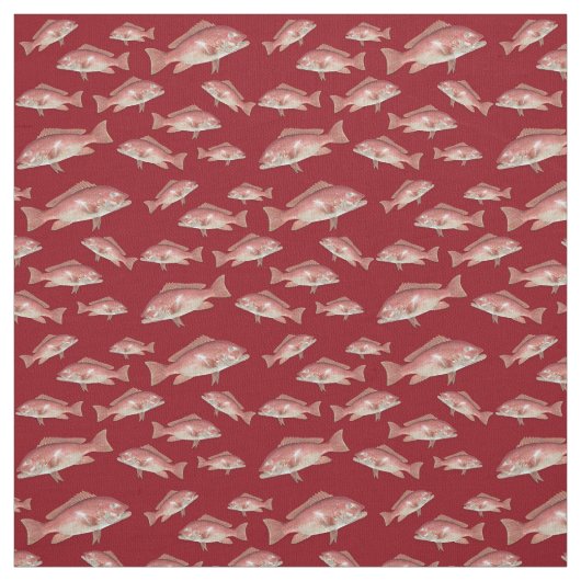 Red Snapper Fish Pattern Red Sewing Fabric Stoff (Muster)