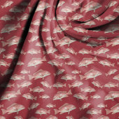 Red Snapper Fish Pattern Red Sewing Fabric Stoff