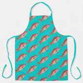 Red Snapper Pattern Turquoise Kitchen Apron Schürze (Vorderseite)