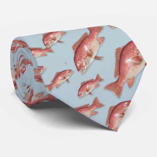 Red Snapper Saltwater Fish Pattern Krawatte (Gerollt)