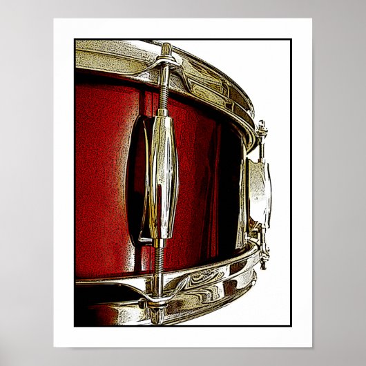 Red Snare Drum Print Drummer Musician Poster (Vorne)