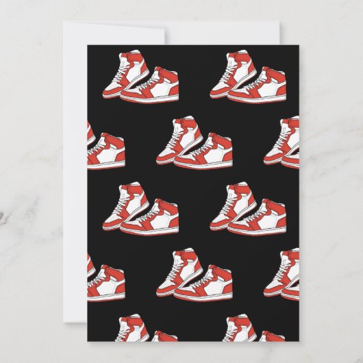 Red Sneaker Bash Birthday Einladung (Rückseite)