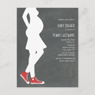 Red Sneakers Baby Bump Baby Dusche Einladung