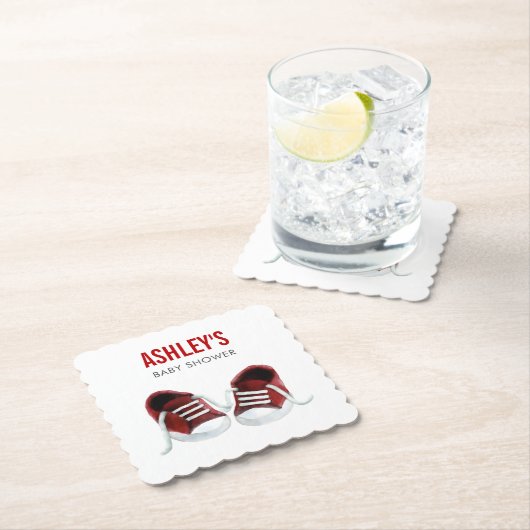 Red Sneakers Baby Dusche Untersetzer, Paper Unters Untersetzer (Vor Ort)