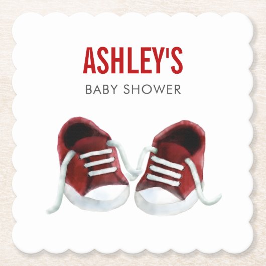 Red Sneakers Baby Dusche Untersetzer, Paper Unters Untersetzer (Vorderseite)