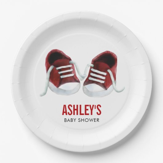 Red Sneakers Baby Duschpapier Teller (Vorderseite)