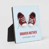 Red Sneakers Baby Plaque, Baby Shoes Picture Fotoplatte (Vorderseite)