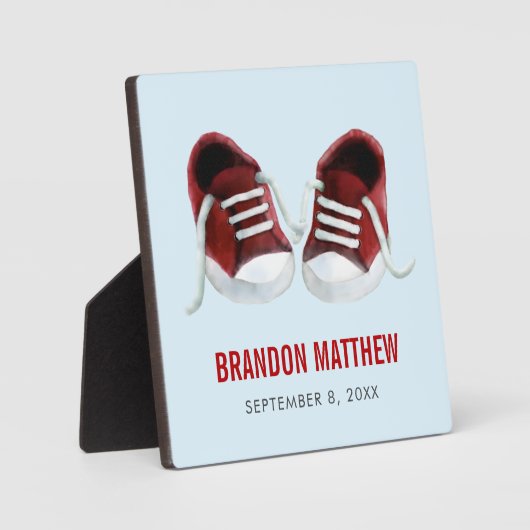 Red Sneakers Baby Plaque, Baby Shoes Picture Fotoplatte (Vorderseite)