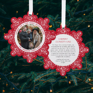 Red Snow Blizzard Dots Snowy Foto Holiday Ornament Karte