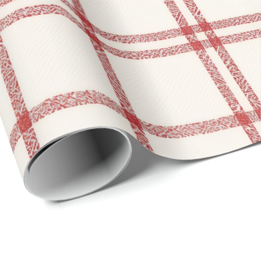 Red Snow Christmas Plaid Geschenkpapier (Rolleneckpunkt)