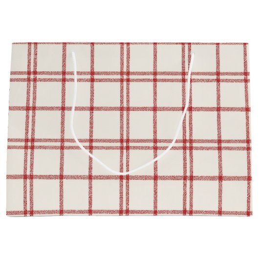 Red Snow Christmas Plaid Große Geschenktüte (Vorderseite)