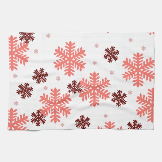 Red Snow Flakes Christmas pattern Snow Pattern Geschirrtuch (Horizontal)