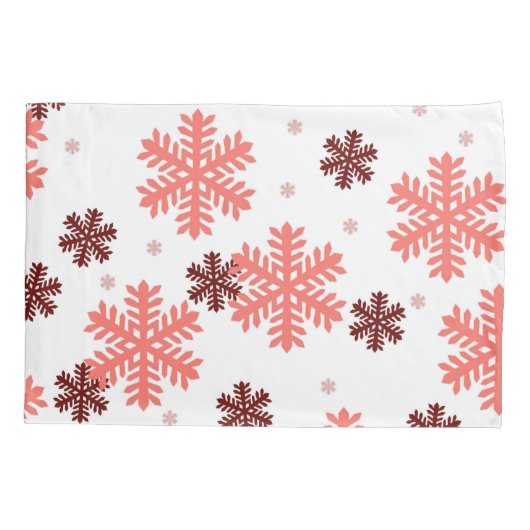 Red Snow Flakes Christmas pattern Snow Pattern Kissenbezug (Rückseite)