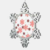 Red Snow Flakes Christmas pattern Snow Pattern Schneeflocken Zinn-Ornament (Rechts)