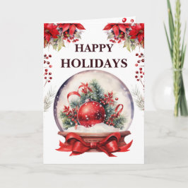 Red Snow Globe Happy Holidays | Weihnachtsgrüße Dankeskarte