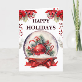 Red Snow Globe Happy Holidays | Weihnachtsgrüße Dankeskarte