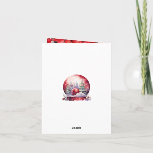 Red Snow Globe mit Ornamenten Frohe Weihnachten Karte (Rückseite)