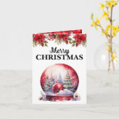 Red Snow Globe mit Ornamenten Frohe Weihnachten Karte (Gelbe Blume)