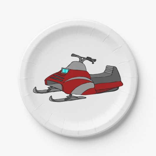 Red Snow Mobile Pappteller (Vorderseite)